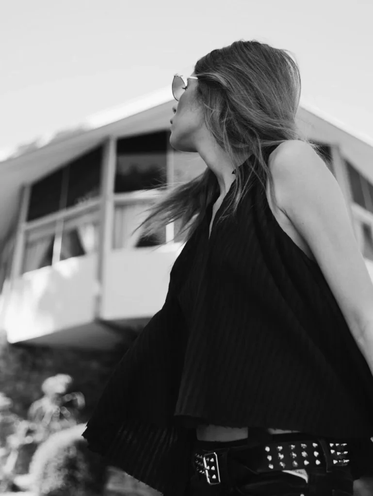A woman black and white portrait